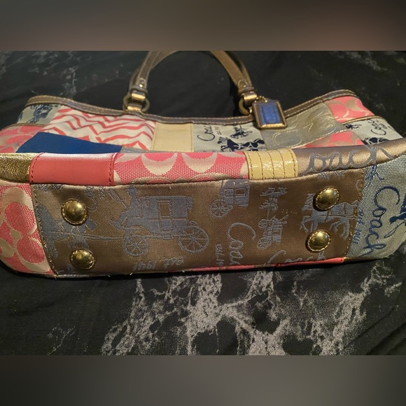 COPY - Coach Gold Pink Blue Patchwork purse - Picture 8 of 13